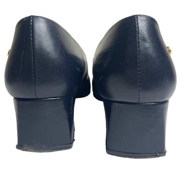 ETIENNE AIGNER Sarah Dark Navy Squared Toe Leather Low Heel Pumps - Size 7 M - Picture 6 of 16